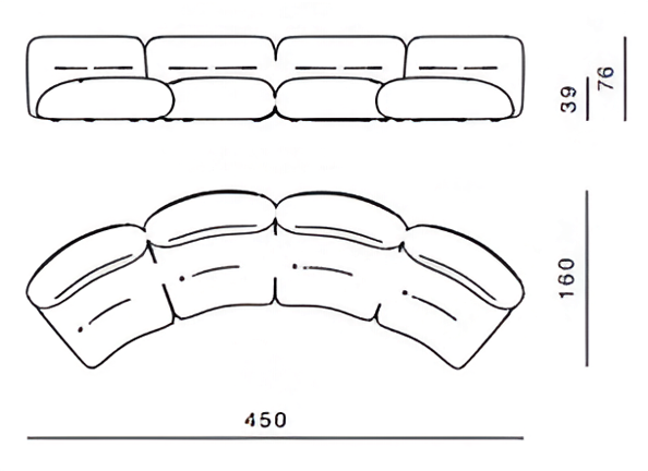 Технические данные и чертежи Диван  модели Mambo от Ghidini 1961